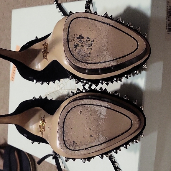 Charlotte Olympia Authentic Suede Angry Portia Platform Pumps Studded, Size 38.5 - Picture 5 of 6